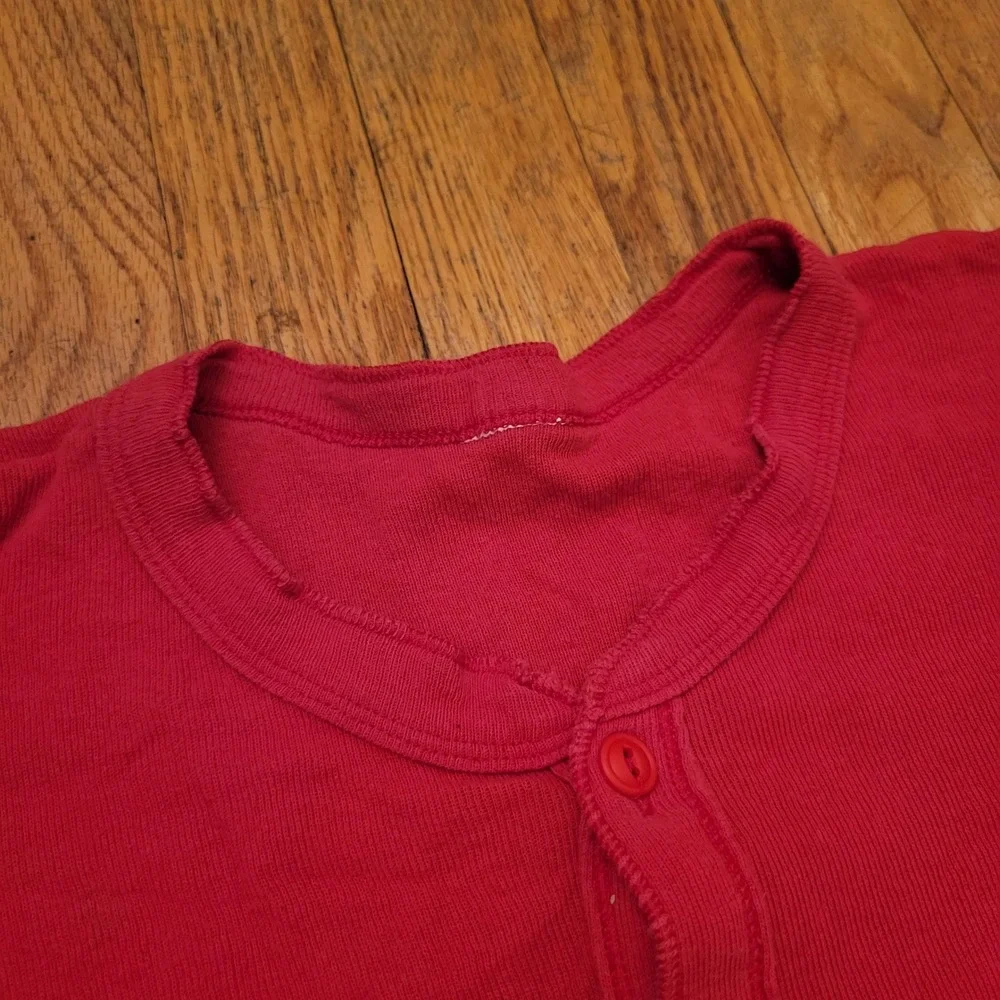 M/L Union Suit Red Long Sleeve Ribbed Thermal Rear Flap Longjohns Base Layer